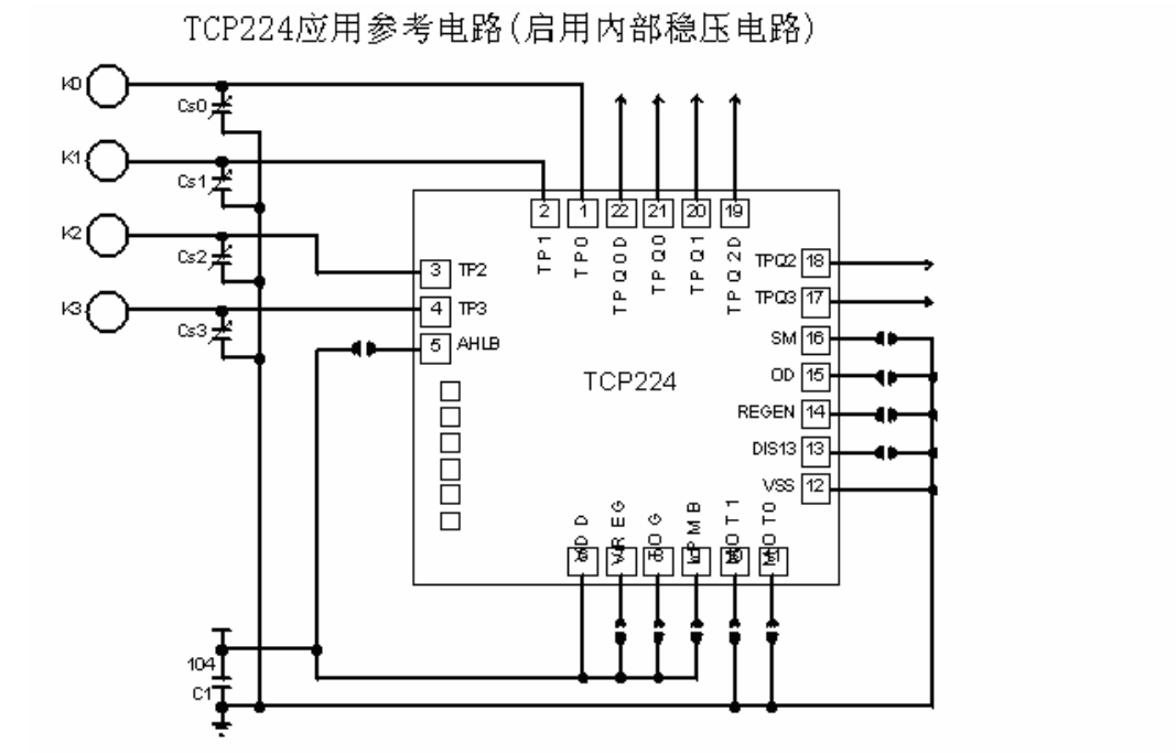 基于TTP224的电容式触摸按键程序步骤与原理图
