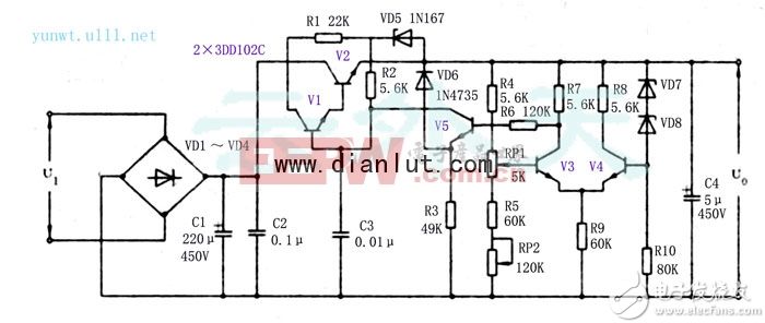 實(shí)用高壓直流穩(wěn)壓電源電路