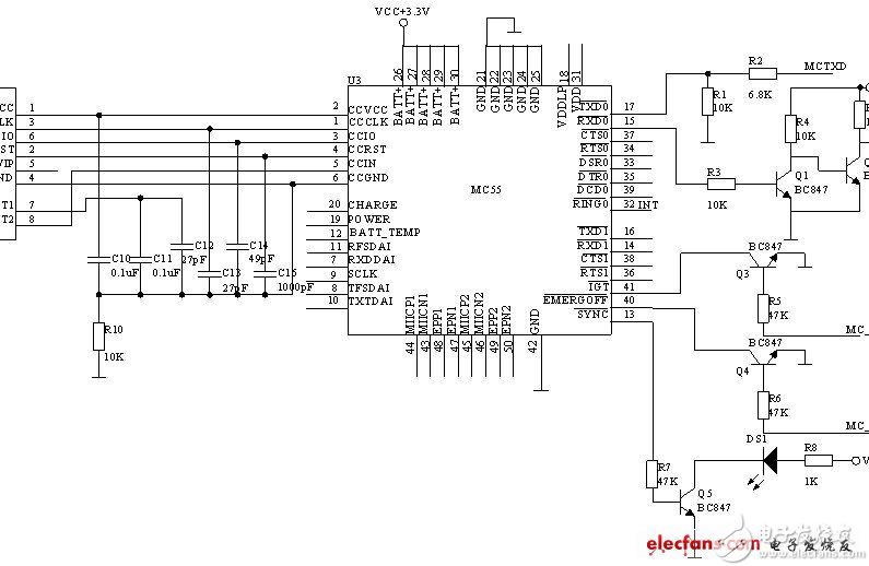 图3 GPRS 数据传输模块电路设计