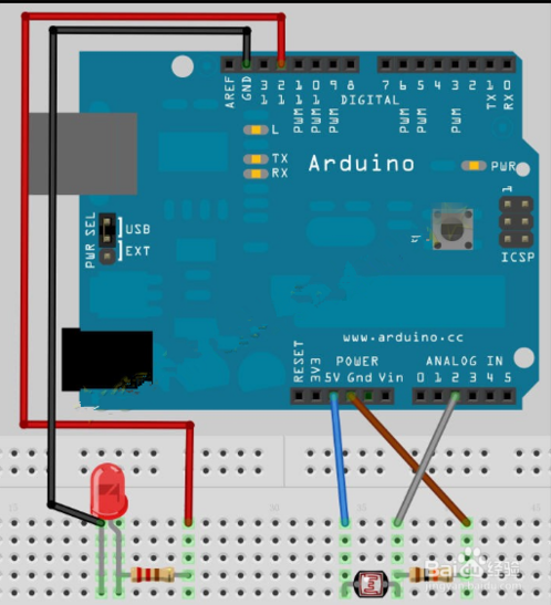Arduino使用光敏电阻实验