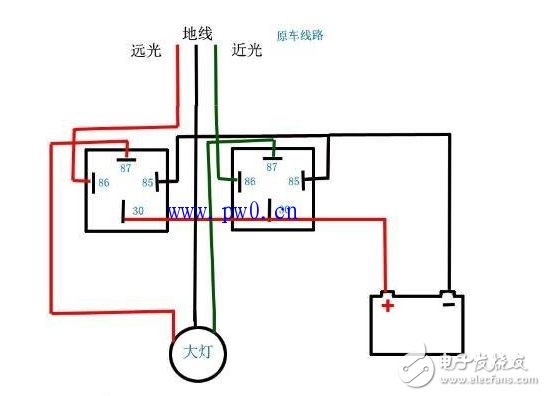 汽車大燈繼電器的詳細(xì)接法_汽車?yán)^電器的接線方法和原理圖