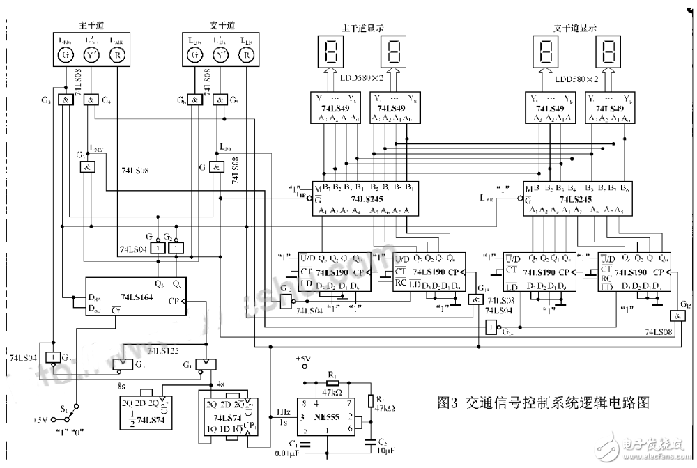 基于74LS164交通信号控制系统逻辑电路的设计