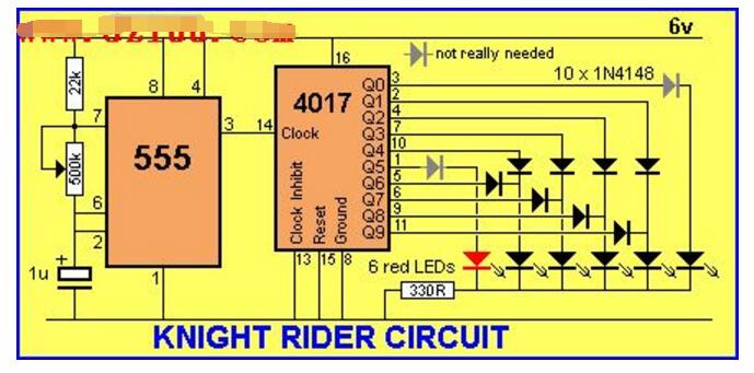 cd4017流水灯电路图