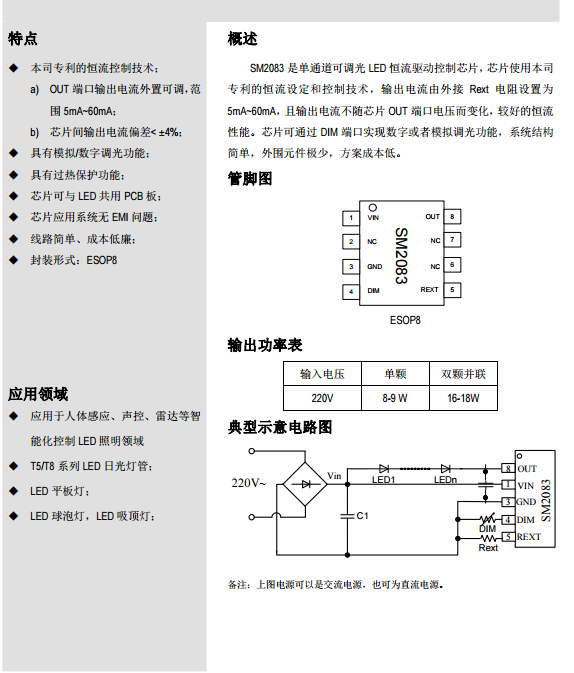 钲铭科高压线性恒流IC SM2083