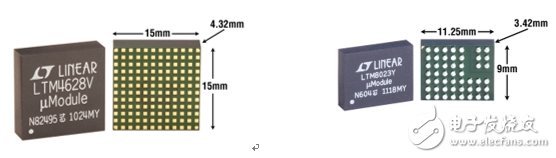 采用 lga (左) 和 bga (右) 封装的两种 μmodule 稳压器