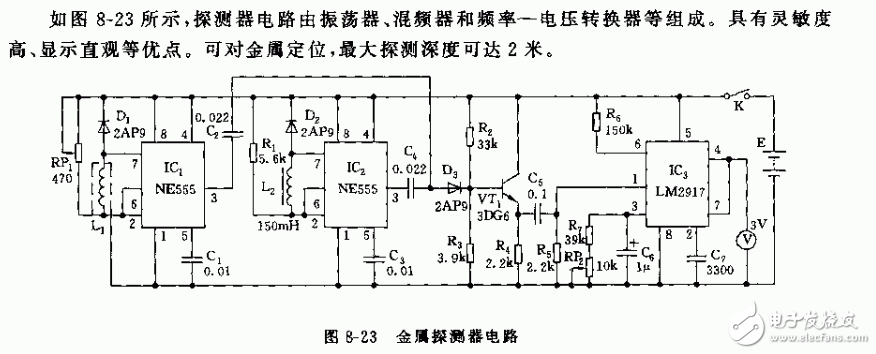 555金屬探測器電路圖大全（五款555金屬探測器電路原理圖詳解）