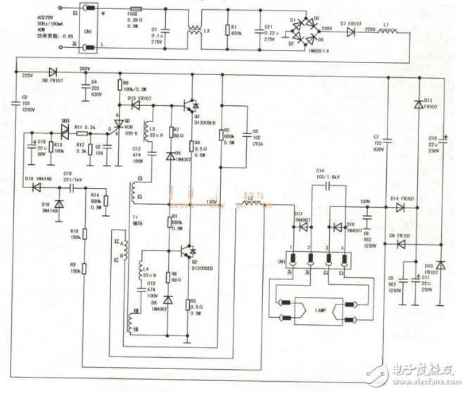 55w电子镇流器电路图大全（六款55w电子镇流器电路原理图详解）
