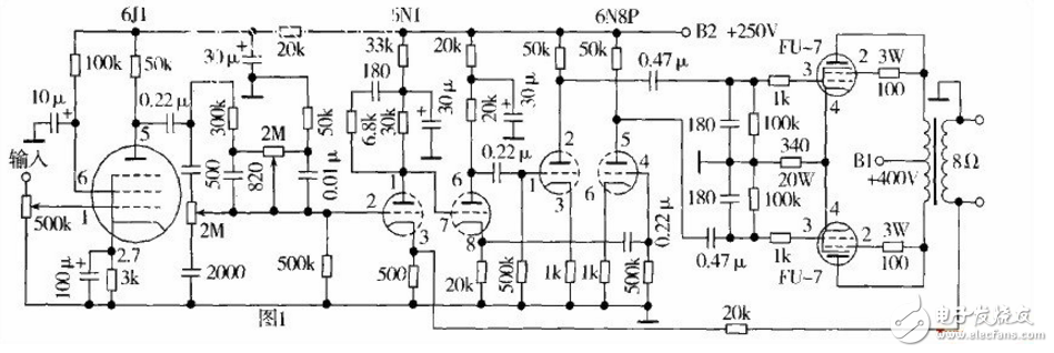 fu7电子管功放电路图大全（6N8P\6P3P\胆机功放电路\耦合电容器）