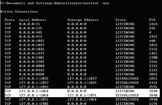 netstat查看端口占用