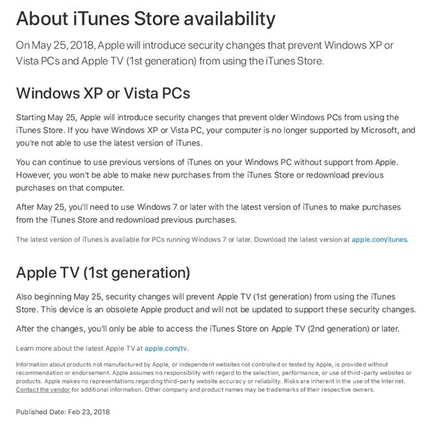 苹果5月起iTunes将停止XP和Vista服务