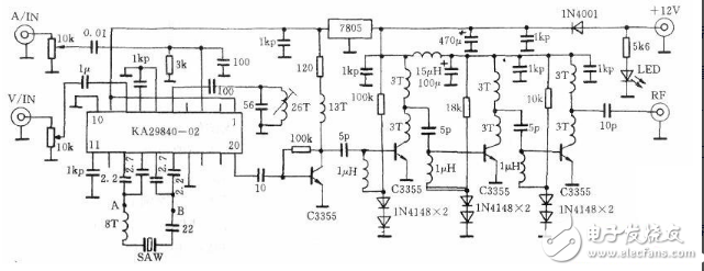 简易光发射机电路图大全（晶振调频/彩色电视/音频发射机电路图详解）