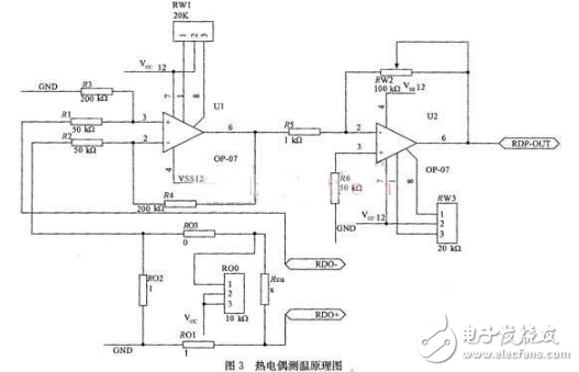 熱電偶測溫電路圖大全（環路供電/傳感器/OP07熱電偶測溫放大電路詳解）