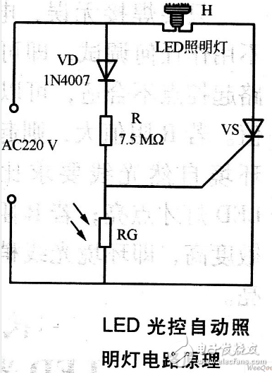 光控路灯双电源电路图(二)图3 电路原理图由图可知