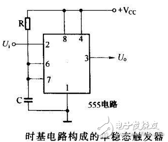 单稳态触发器电路图大全（555/LM324/晶体管/时基电路）