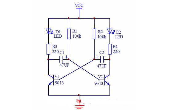 多諧振蕩器雙閃燈電路設(shè)計與制作