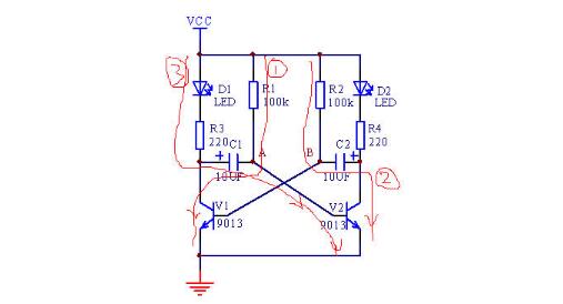 多諧振蕩器雙閃燈電路設(shè)計(jì)與制作