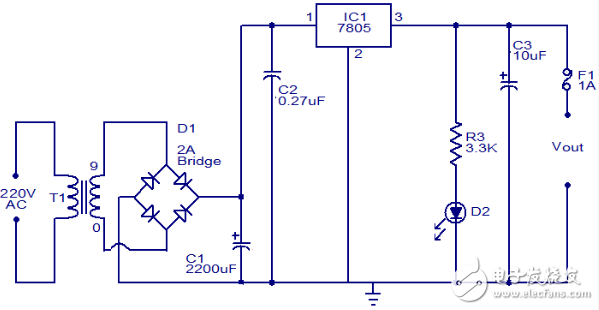 7805穩(wěn)壓電源電路圖大全（集成穩(wěn)壓器/線性穩(wěn)壓電源/場效應(yīng)管）