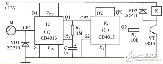 cd4013开关应用电路图汇总（电源/开关/触摸开关/防抖动/定时器）