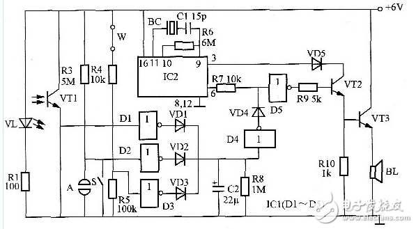 用CD4060制作閃光報警電路_cd4060應(yīng)用電路圖