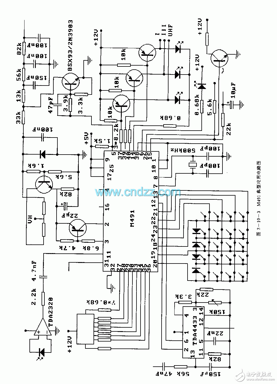 关于红外线遥控接收控制电路原理（M491 ）