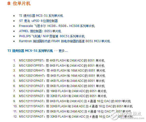 各大厂商8位+16位单片机型号大全及说明