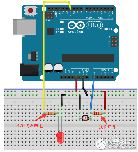 光敏电阻控制灯亮硬件设计图及程序分享