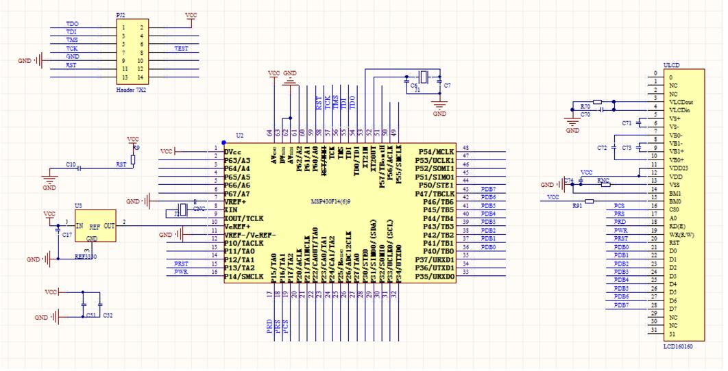 160160液晶屏+MSP430F169程序和電路圖