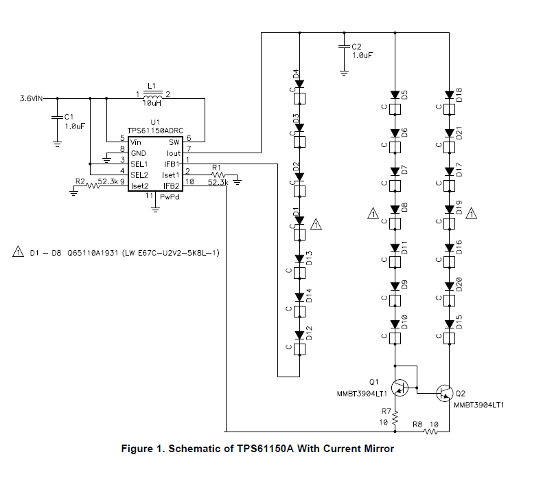 使用TPS61150 50A为多个WLED灯串供电详细描述