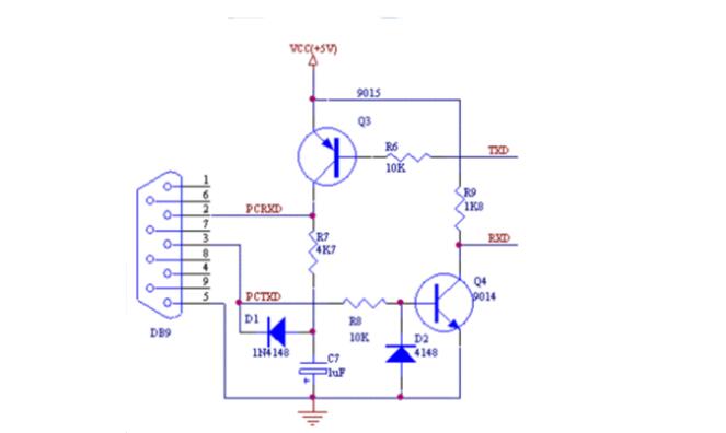 單片機與電腦接口（TTL與RS232電平模擬轉換）電路及工作原理分析