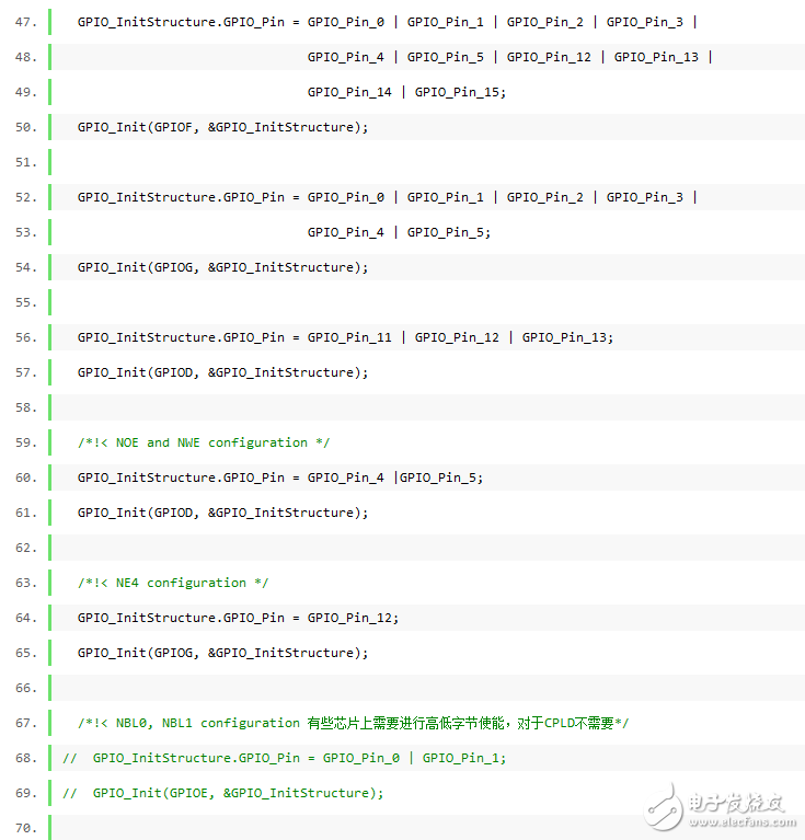 STM32通过FSMC读写CPLD的程序，CPLD挂在STM32的地址线和数据线上，将CPLD看做片外RAM的方式来进行读写，在我做的板子上CPLD挂在第四个区，因此基地址是0x6c000000，通过FSMC来进行读写，程序较为简单，具体的地方在函数中都有注释，仅供参考。