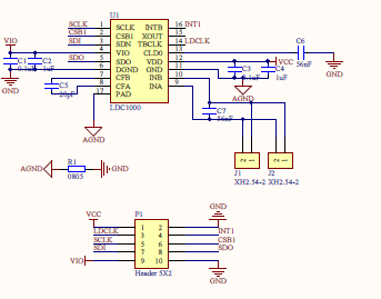 LDC1000传感器的详细电路示意图概述