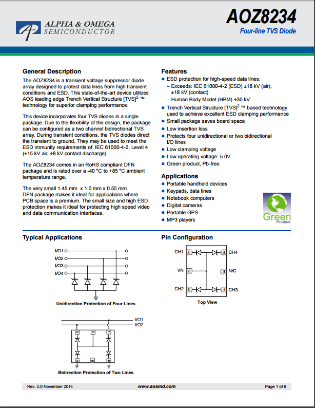 AOZ8234DItvs二極管資料文檔下載.pdf