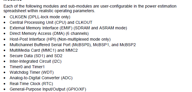 TMS320VC5503 VC5506 VC5507 C5509A 功耗的詳細概述