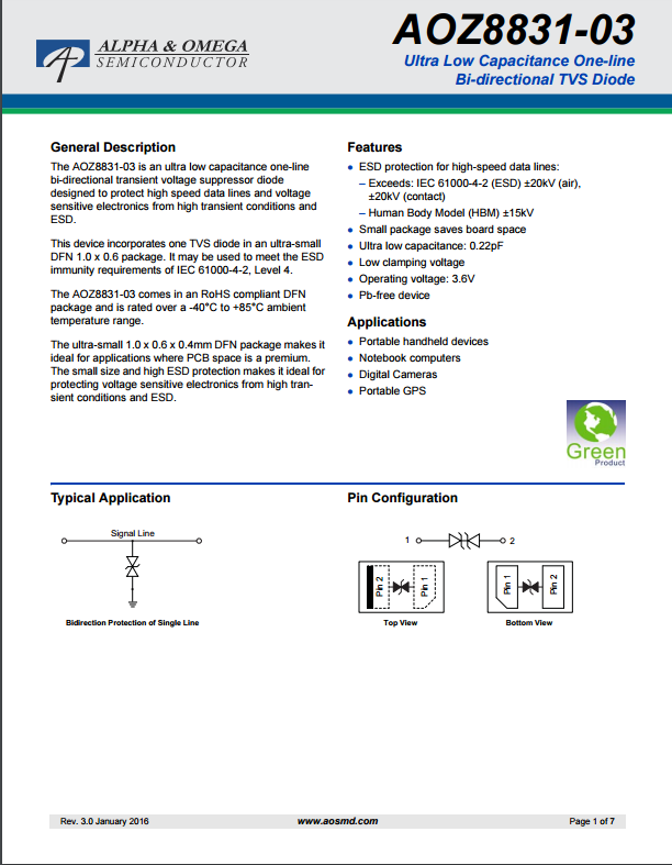 AOZ8831DT-03tvs二極管資料文檔下載.pdf