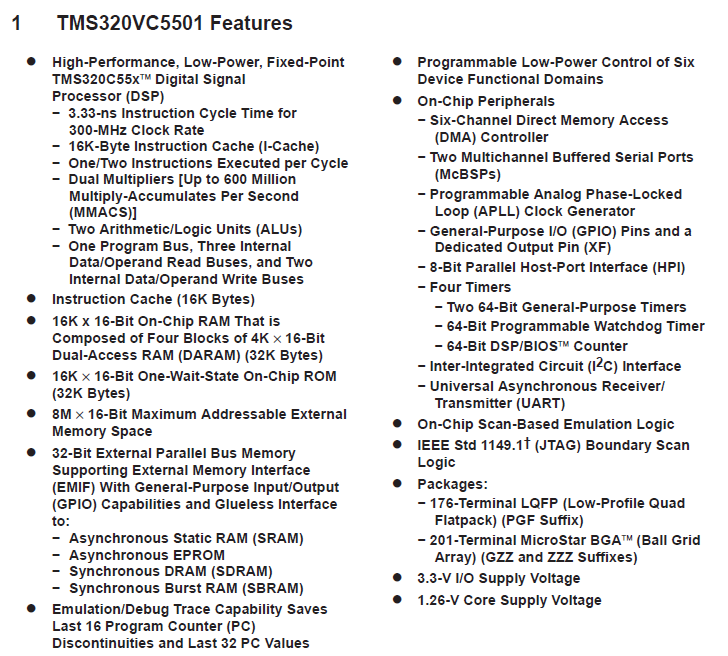 TMS320VC5501定点数字信号处理器详细英文原版资料概述