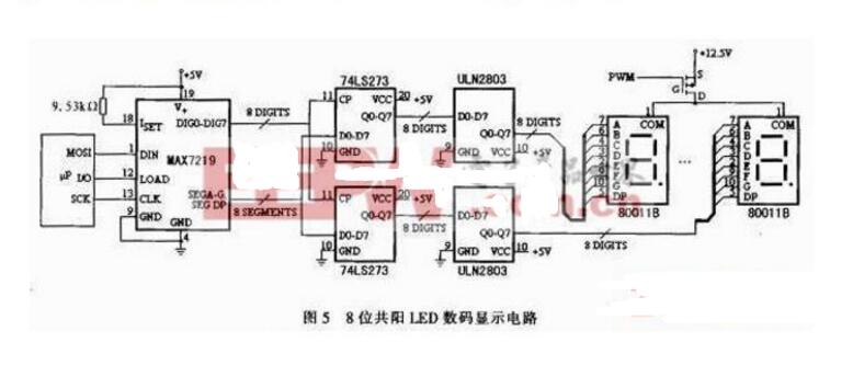 74ls273应用电路图大全七款74ls273串行显示共阳led数码显示端口扩展