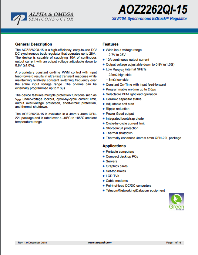 AOZ2262QI-15芯片资料下载