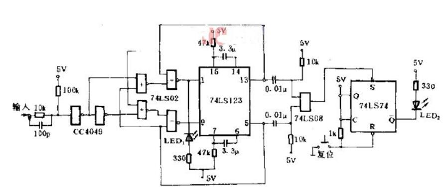 单稳态触发器74ls123应用电路图（五款74ls123振铃检测/脉宽调制/看门狗电路）