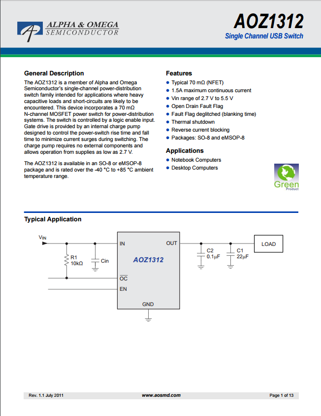 AOZ1312EI-1芯片資料文檔下載.pdf