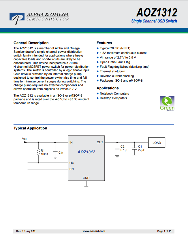 AOZ1312AI-1芯片资料文档下载.pdf