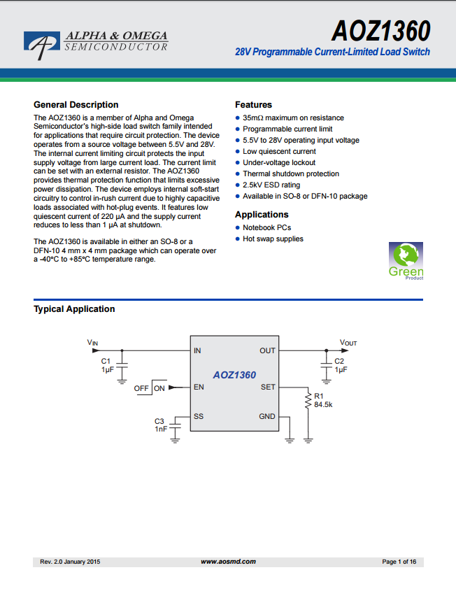 AOZ1360AIL芯片资料文档下载.pdf