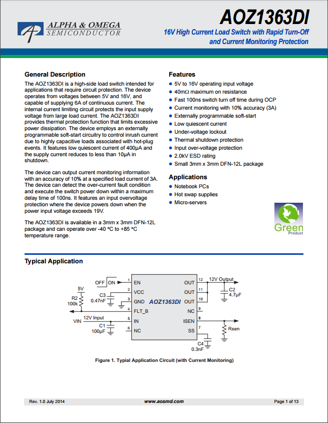 AOZ1363DI芯片资料文档下载.pdf