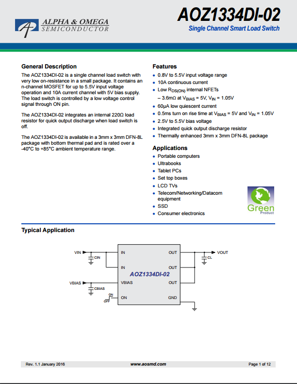 AOZ1334DI-02芯片资料文档下载.pdf