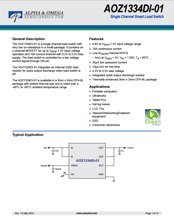 AOZ1334DI-01芯片资料文档下载.pdf