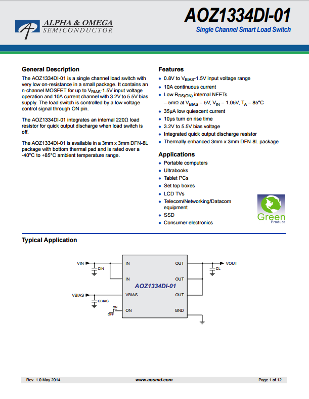 AOZ1334DI-01芯片資料文檔下載.pdf