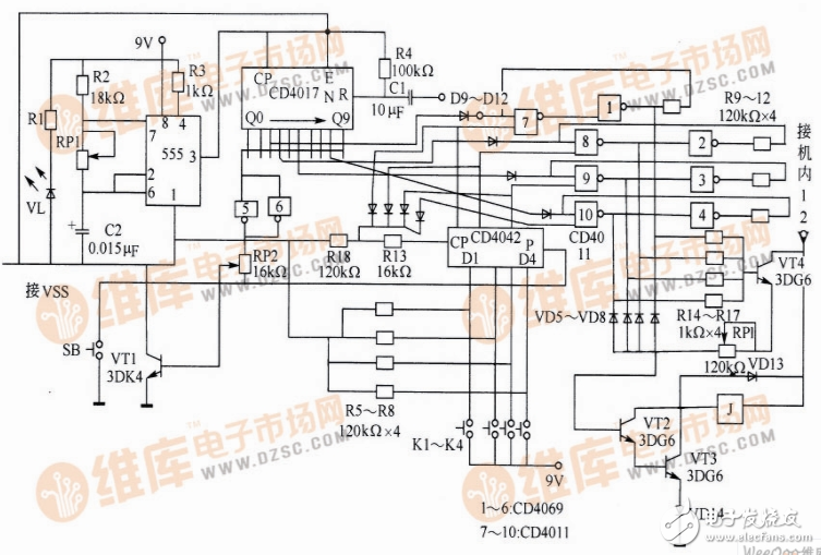 简单定时电路图大全（计数器CD4029\TC9160\CD4017\继电器）