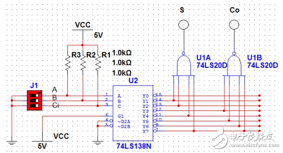 用74ls151实现全加器设计电路