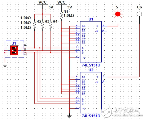 74ls151应用电路图大全（全加器\表决器）