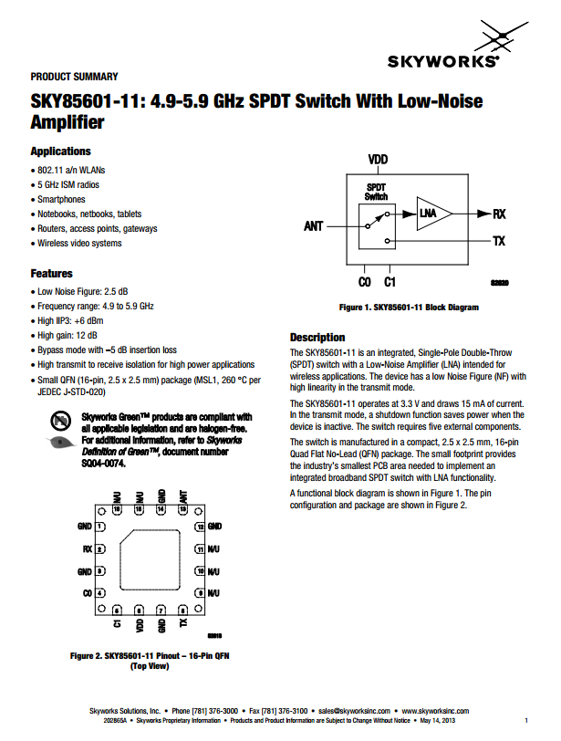 无线芯片SKY85601-11相关资料下载.pdf
