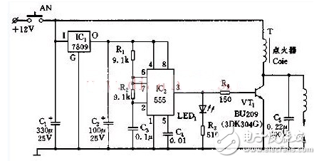 简单电子点火器电路图大全（NE555\磁电机\晶体管\电源）